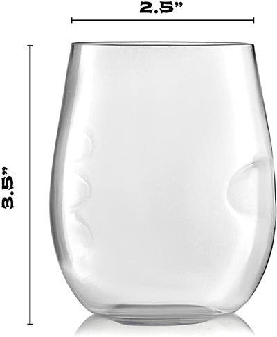 32 Pack Finger Indentations Stemless Plastic Wine Glasses Disposable 12 Oz, Smooth Rim Shatterproof Recyclable BPA-Free, Stylish Drinkware for All Beverages, Cocktail Parties, Wedding Reception