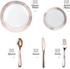 180-Piece Rose Gold Plates & Dinnerware Set - Large & Small Rose Gold Party Plates with Plastic Silverware, Forks, Spoons, Knives for 36 Guests, For Bridal Shower, Parties, Birthdays, Weddings