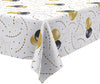 Party Tablecloth Black and Gold Balloons - Durable PEVA Plastic Table Cover Set - Pack of 4 - Disposable Décor for Birthdays, Graduation, Thanksgiving and Anniversary 108x54 Inch Rectangle