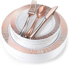 180-Piece Rose Gold Plates & Dinnerware Set - Large & Small Rose Gold Party Plates with Plastic Silverware, Forks, Spoons, Knives for 36 Guests, For Bridal Shower, Parties, Birthdays, Weddings