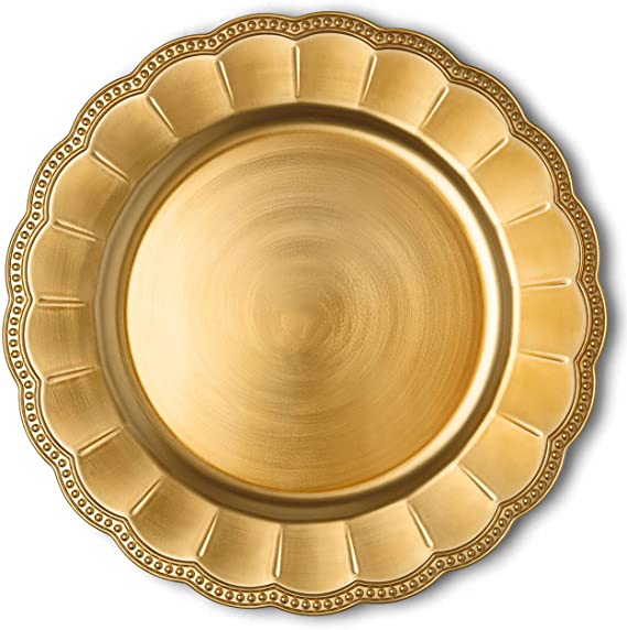 Sunflower Charger Plates, 13” Elegant Chargers, Set of 6, Hand Finished (Finish May Vary) Sunflower Gold Chargers for Dinner Plates & Bowls, Perfect for Weddings, Parties, Anniversary, Holidays