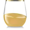 32 Pack Stemless Plastic Wine Glasses Disposable 12 Oz Gold Rim - Shatterproof Recyclable and BPA-Free, Stylish Drinkware for all Beverages, Cocktail Parties, Wedding Reception and Catered Events