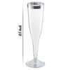 Plastic Champagne Flutes Disposable - Silver Glitter with a Silver Rim - [1 Box of 36 ] 6.5 Oz - Premium Toasting Glass - Elegant Stylish Mimosa Glasses for Weddings Anniversaries and Catered Events